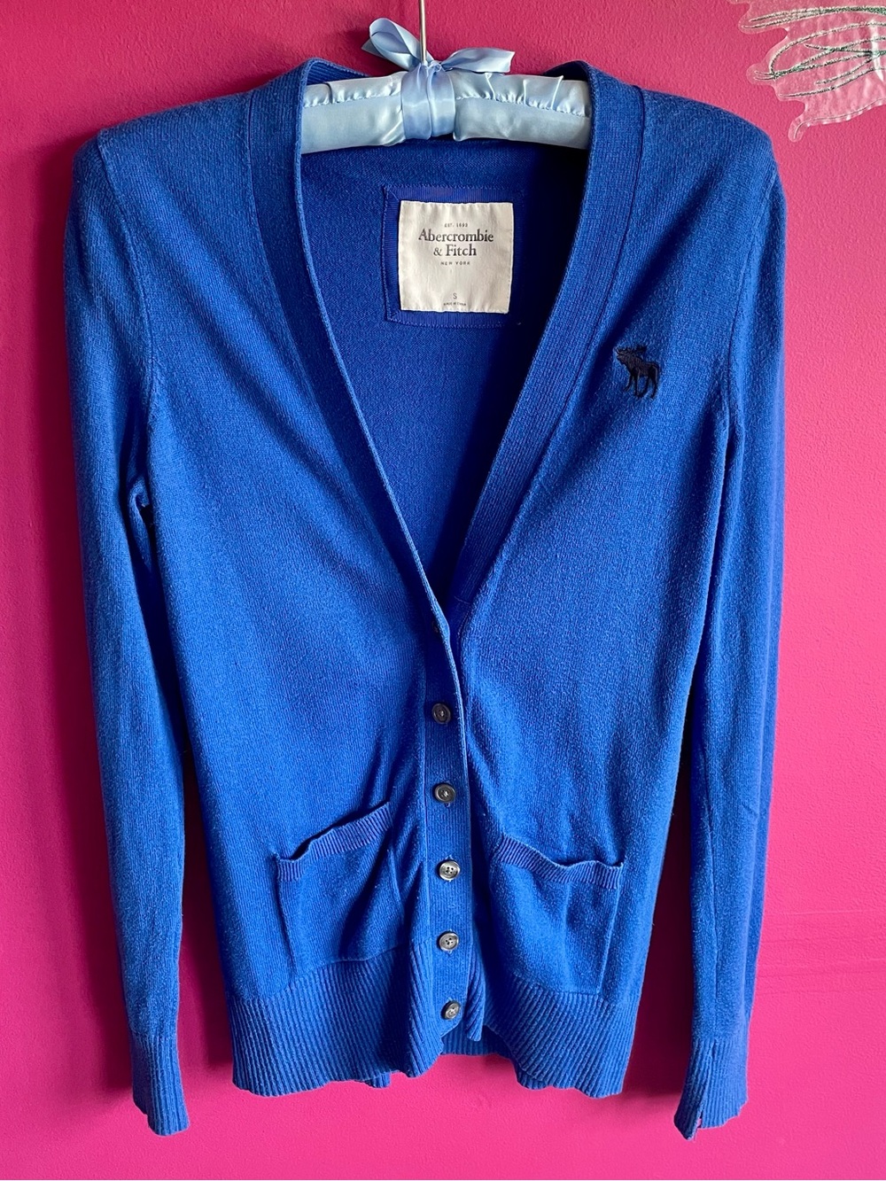 💙🔹💙Vintage Abercrombie & Fitch Cobalt Blue V-Neck Cardigan🔹💙🔹
